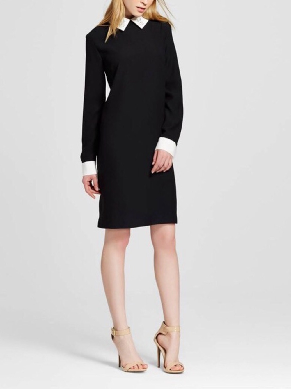 Victoria Beckham for Target Black Dress White Bunny Collar Cuffs Size S